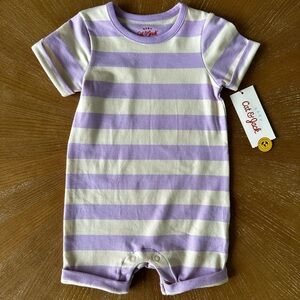 Cat & Jack Purple and Cream Striped Romper